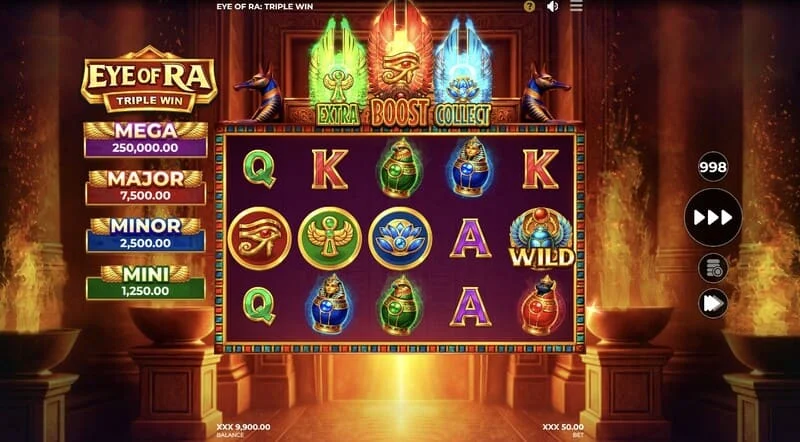 Eye of Ra Triple Win - Wild cayó en los rodillos
